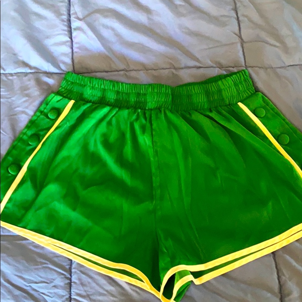 Green and white shorts